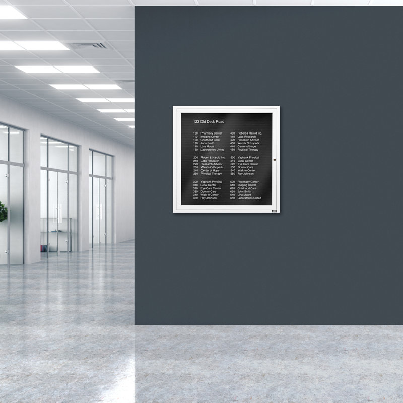 Tableau d'affichage mural fermé pour armoire d'annuaire, Blanc thermolaqué, Un, H 36 po x l 36 po