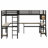 Metal Loft Bed with LED Lighting, Dual Desks, Storage Shelves & 2 Charging Stations