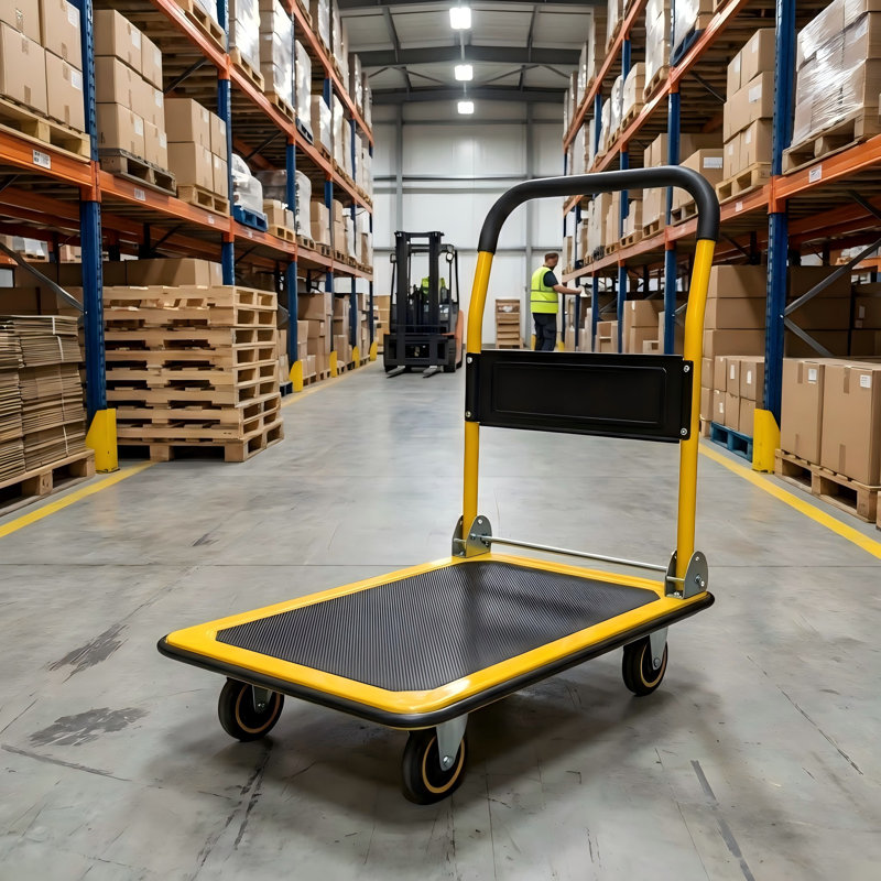 330 lb & 660 lb Capacity Foldable Platform Cart, Yellow, 33" H x 18.7" W x 28.5" D