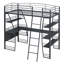 Lit mezzanine avec 4 niveaux de tablettes et bureau en L-435655686-435656185