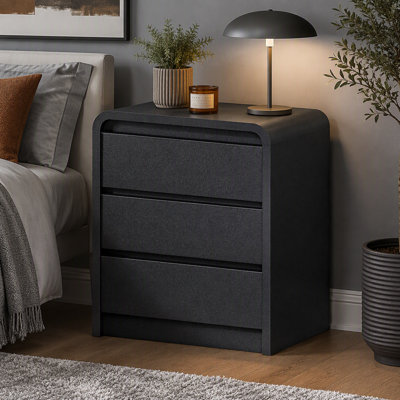 Table de chevet moderne avec station de charge, table de chevet en bois de 25 pouces de hauteur avec 3 tiroirs et ports USB pour plus de commodité
