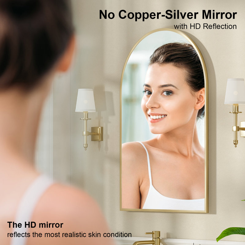 Poulton Frameless Medicine Cabinet Mirror Adjustable, Brushed Gold