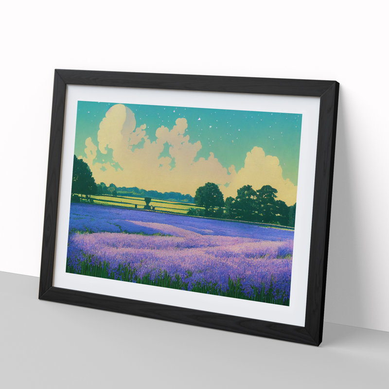 Breathtaking Bluebell Field - Single Picture Frame Print, Black Framed, 46cm H x 64cm W x 2cm D