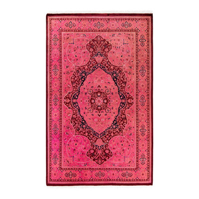 Damitris One-of-a-Kind 4' 6" X 7' 3" New Age Wool Area Rug Pink