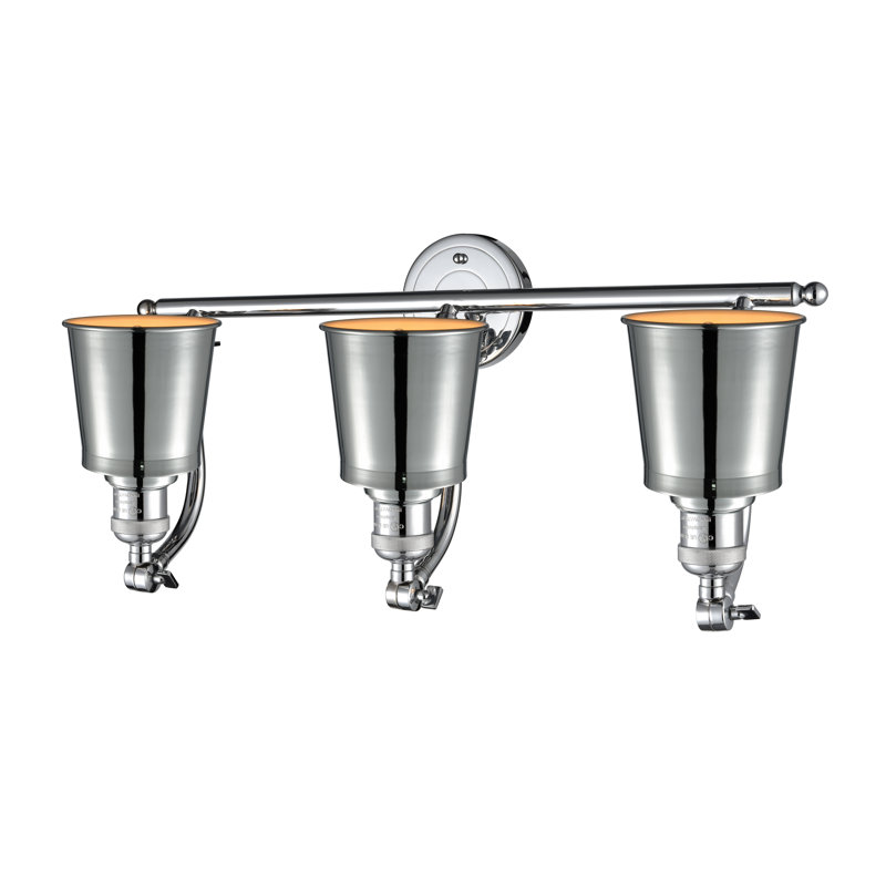 Lavender Hill 3 - Light Dimmable Vanity Light, Polished Chrome, Polished Chrome, 60 Watt Vintage Incandescent Bulb