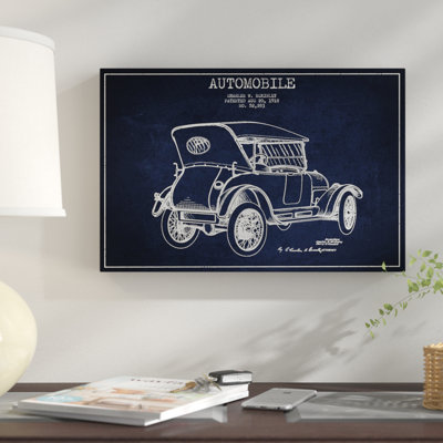 « charles w. mckinley automobile sketch », impression sur toile en bleu marine