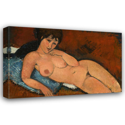 Nu sur un coussin bleu