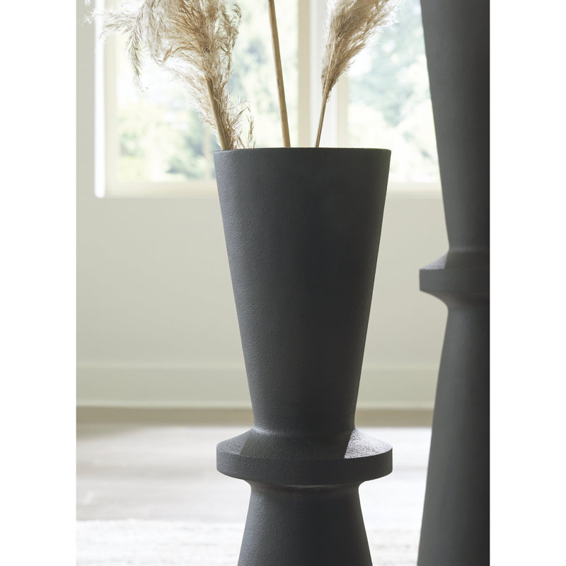 Black Hourglass Textured Plastic Floor Vase