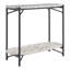 Console ovale de 91 cm (36 po) avec tablette, en imitation terrazzo blanc et noir et acier.