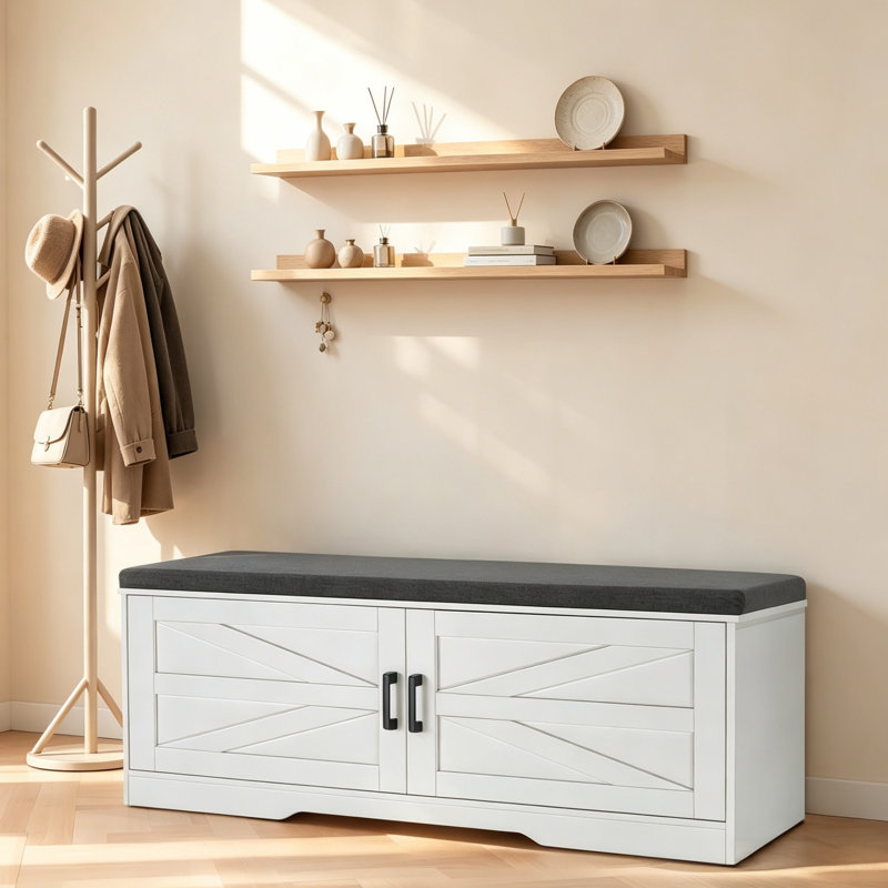 2-Tier Shoe Bench with Adjustable Shelves