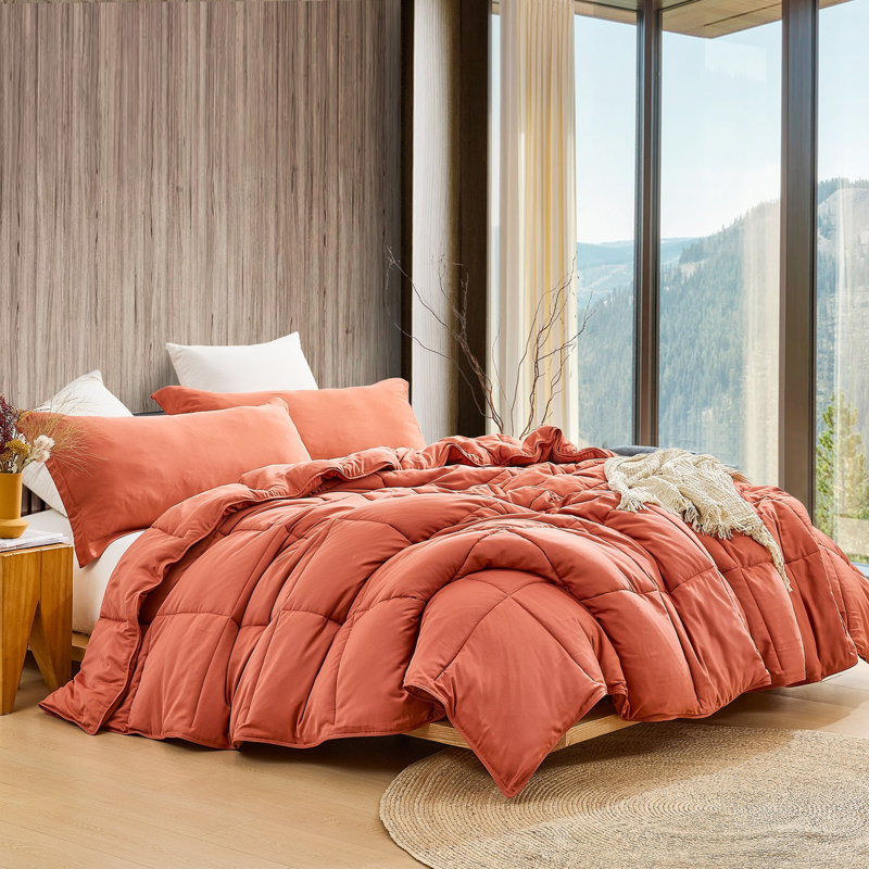 Ensemble d'édredon surdimensionné Coma, Édredon pour grand lit + 2 taies décoratives, Orange