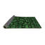 Tapis oriental en laine / polyester tissé à la machine en vert / noir-400554634
