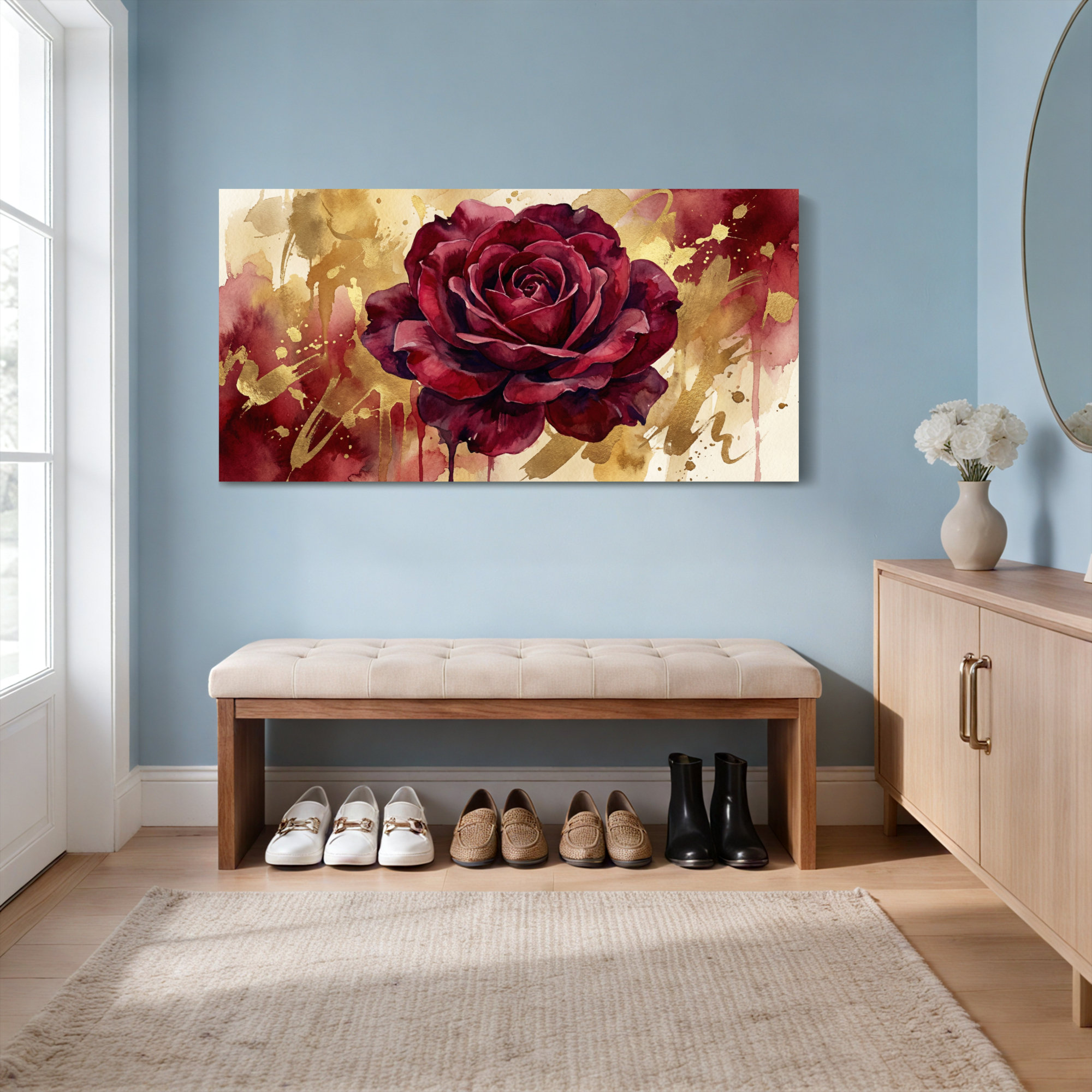 Winston Porter Red Rose Watercolor Abstract Canvas Wrapped Wall Art Oil ...