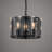 13" 3-Light Matte Black Smoked Flat Panel Glass Drum Chandelier
