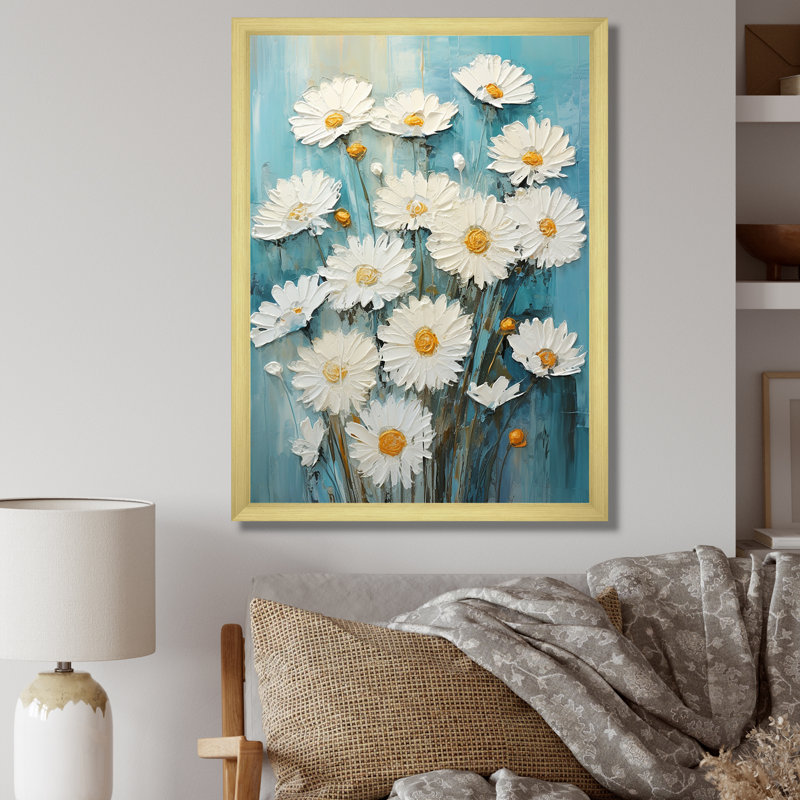 «Daisy Meadow» - impression, Cadre doré simple, H 40 po x l 30 po x P 1,5 po