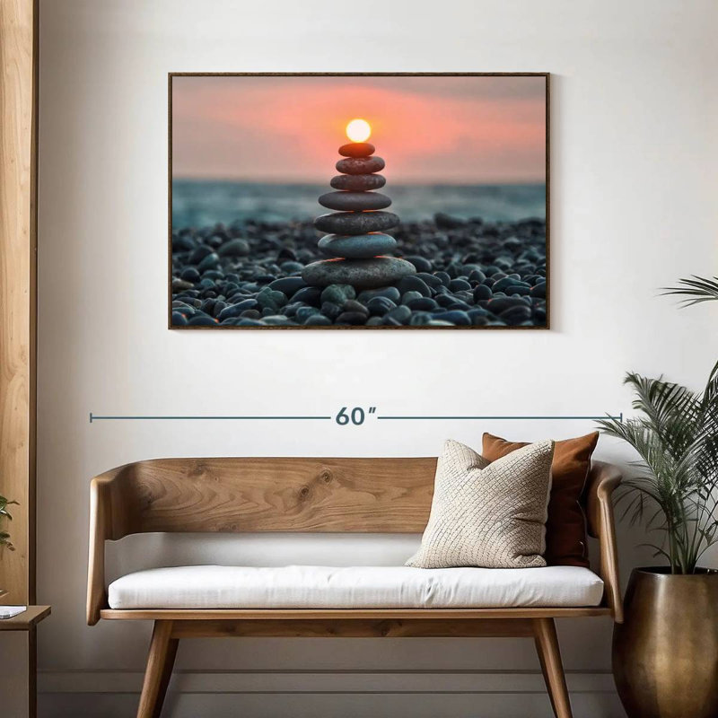 Zen Stack At Sunset, 43" X 29", Floating Frame Walnut