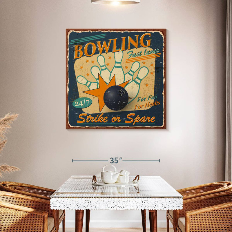 Enseigne de bowling rétro Khylige, H 39 po x l 39 po