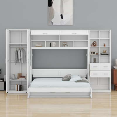 Lit escamotable Murphy avec placard, tiroirs et tablettes