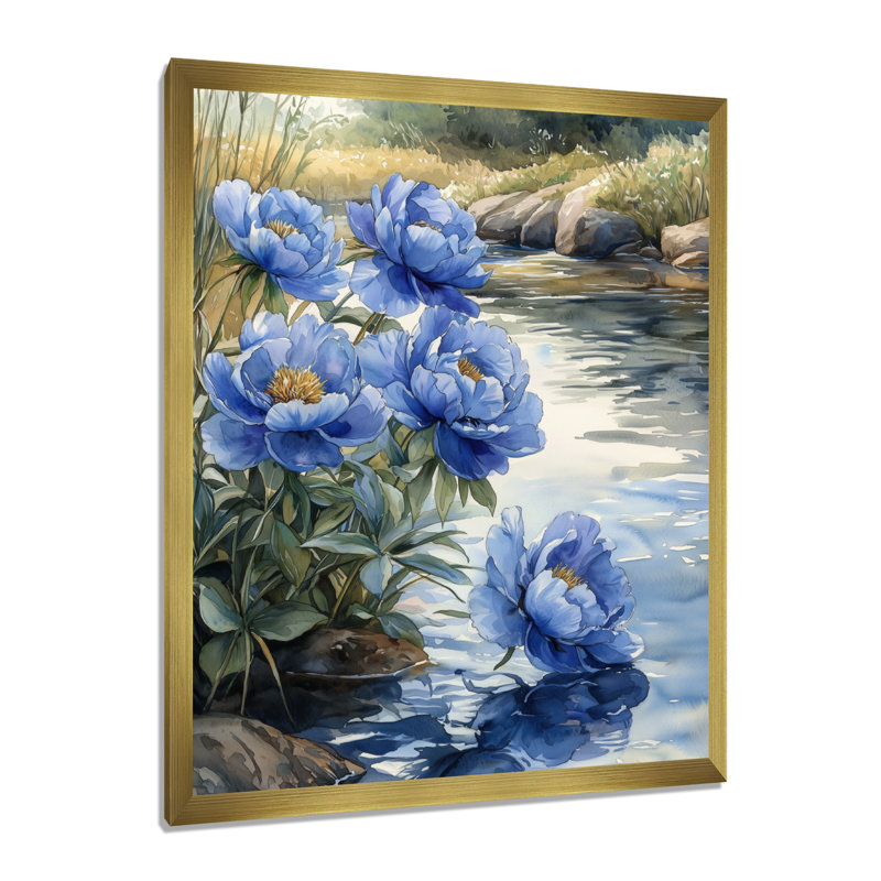 Kepner - impressions sur toile florales, H 40 po x l 30 po, Reproduction encadrée sans passe-partout, Doré