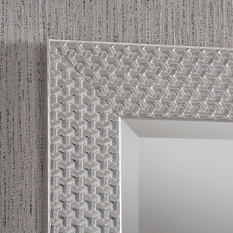 Arje Solid Wood Flat Mirror, Silver, 92cm H x 67cm W