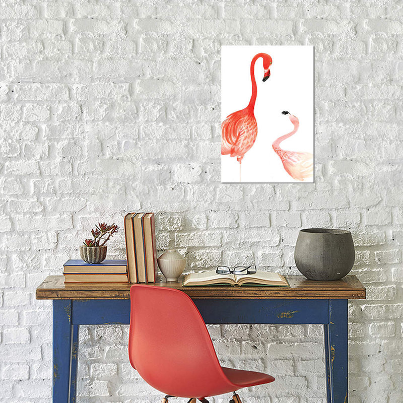 Flamingo by Rongrong DeVoe - Painting on Canvas, 66.04 cm H x 45.72 cm W, White Floater Framed