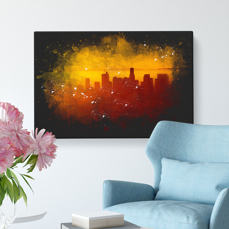 Downtown Los Angeles At Sunset - Wrapped Canvas, 60cm H x 91cm W x 3cm D