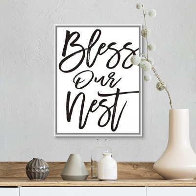 «Family Quotes - Bless our Nest», reproduction d'art textuel sur toile