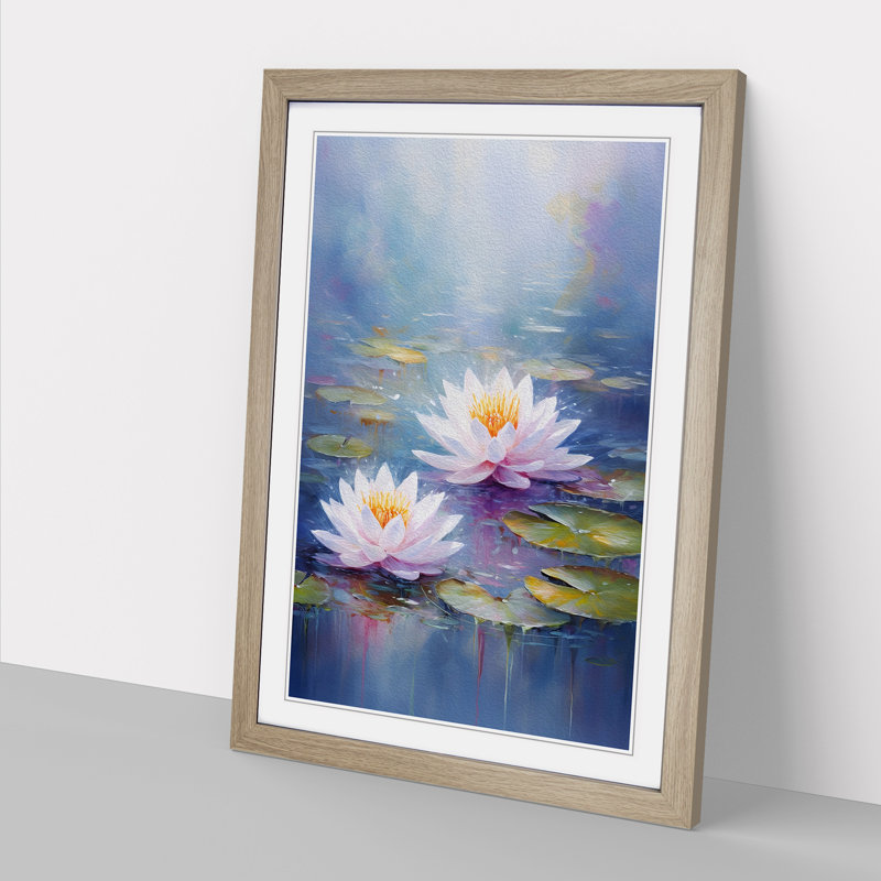 Water Lily Impressionism - Framed Print, Oak, 46cm H x 34cm W x 2cm D