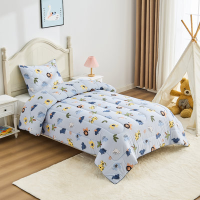 Bestier Twin Kids Comforter Set – 2 Pcs All-Season Bedding with Skin-Friendly Lightweight Quilt & Pillowcase					