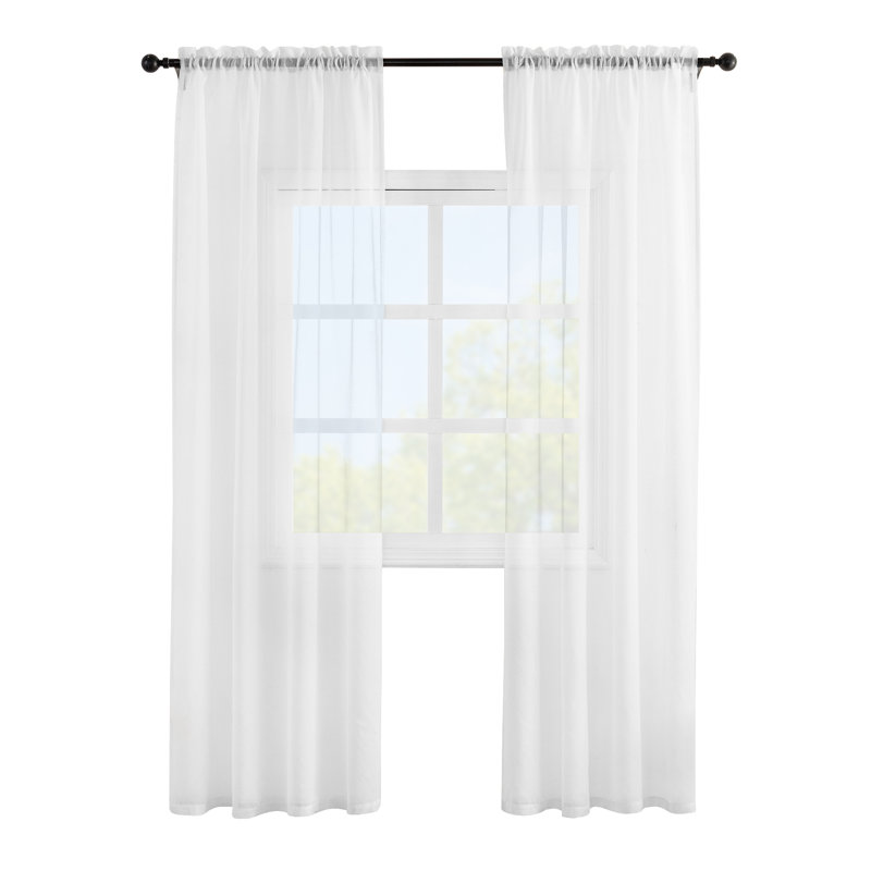 Chapple Sheer Curtains / Drapes Pair, 52" L x 96" W, Pink