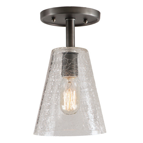 Baptiste Glass Semi Flush Mount, 12" H x 7.5" W, Polished Nickel