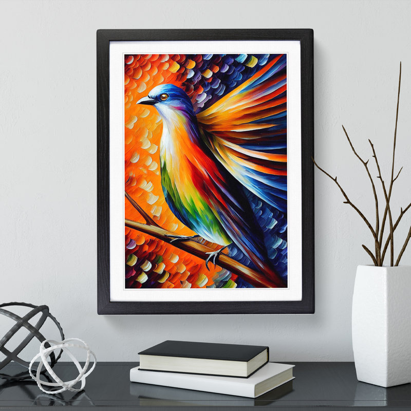 Beauty Of A Bird No.3 - Print, 66cm H x 48cm W x 2cm D, Black Framed, White