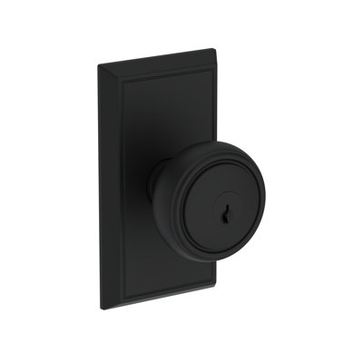 Bremerton Keyed Entry Knob with Chamfered 5in Rose in Polished Chrome