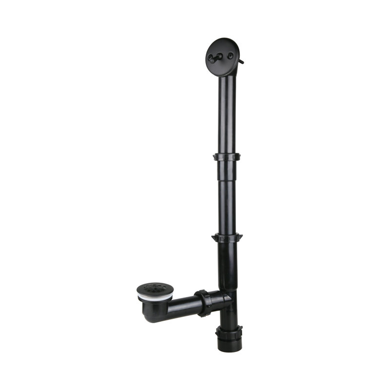 Streamline 66 in. x 32 in. Acrylic Right-Hand Drain Alcove Bathtub in Glossy White With External Drain, Matte Black