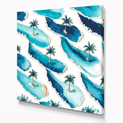 Coastal Island Pattern Green Canvas Wall Art