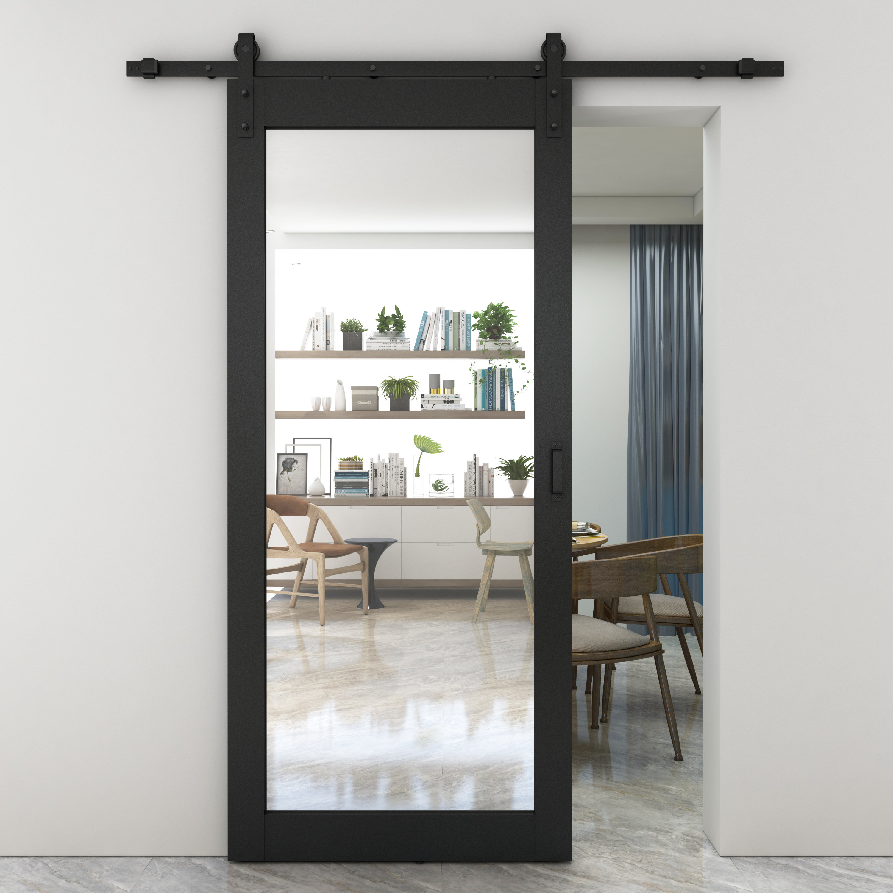 Calhome Sliding Mirror Barn Door with Hardware Kit and Door Handle ...