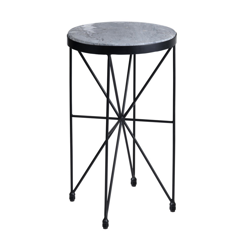 Table d'appoint ronde en marbre gris et métal