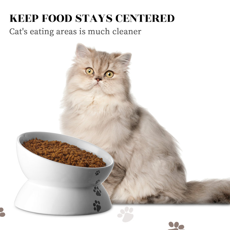 Cat Food Bowl Y YHY Color: White, Overall Height: Medium (5.1)