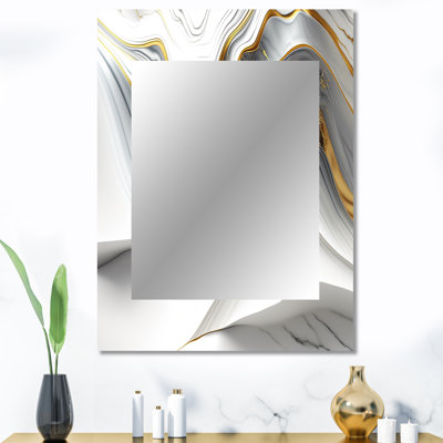 Abstract Geode Waves Grey V - Abstract Decorative Mirror, Gray Wall Mirror, Printed Metal Art