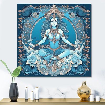 Divine Déesse Yogini en bleu sur toile