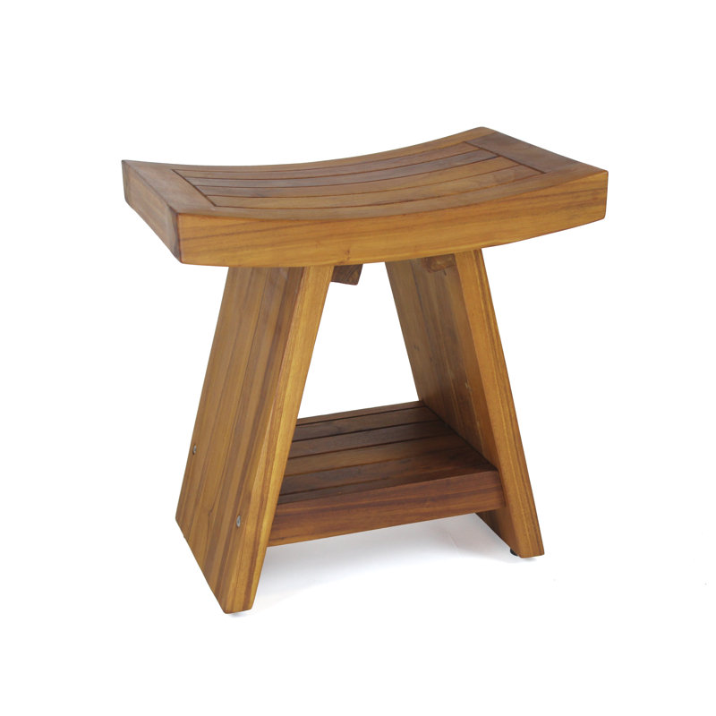 Patented 18" Asia Teak Shower Bench with Shelf