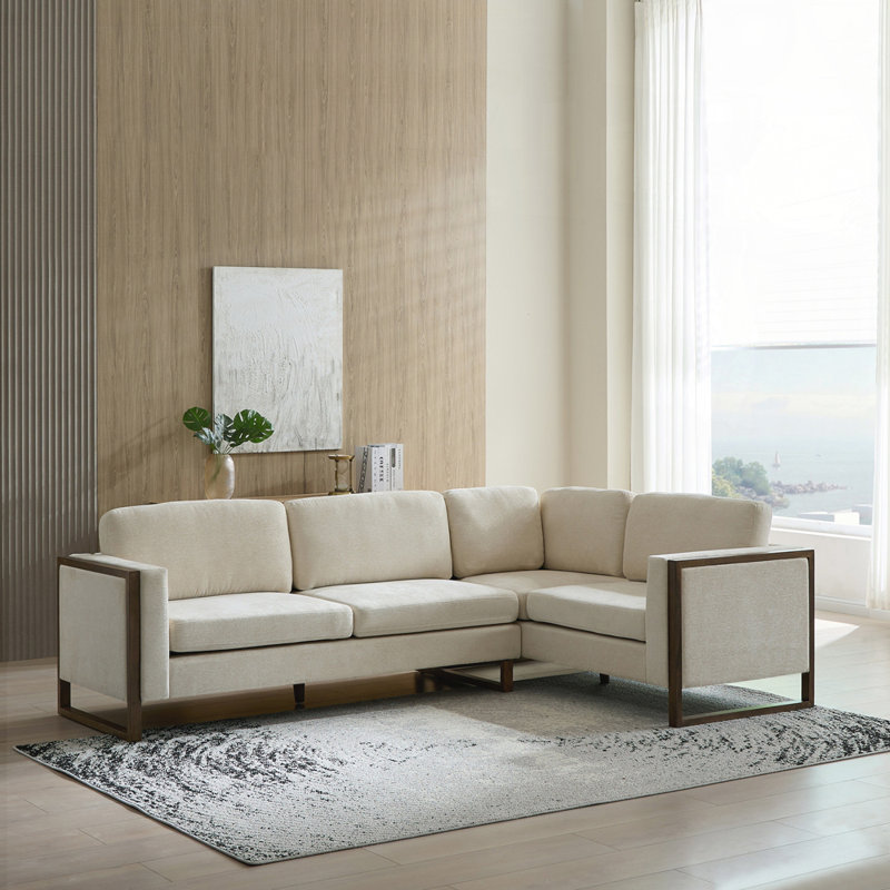 Canapé modulaire carré en L 2 pièces à accoudoirs carrés, design moderne pour le salon et la chambre à coucher