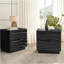 Ensemble de 2 tables de chevet en bois massif, table de chevet avec 2 tiroirs, sans poignées, table de bout de canapé pour le salon, chambres à coucher, noir-1210903796-1210903799