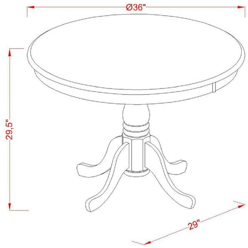 L'ensemble de mobilier de salle à manger 3 pièces comprend une table de salle à manger ronde avec piédestal et 2 chaises rembourrées en similicuir, 36 x 36 pouces, acajou