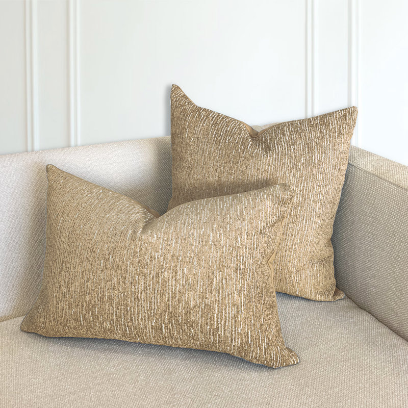 Striped Feather Throw Pillow, Beige