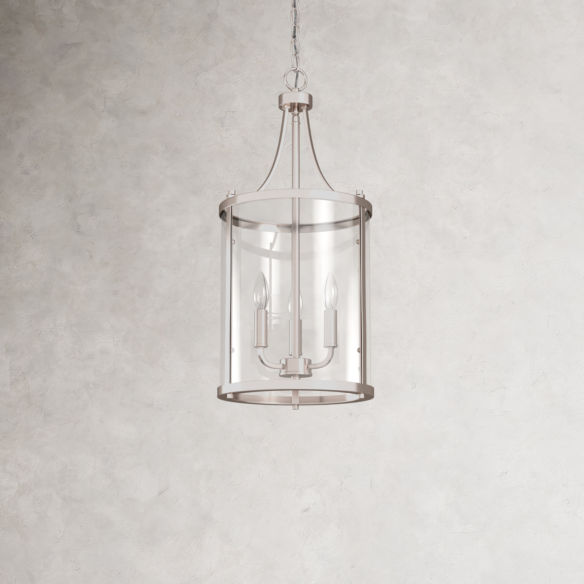 Cleveland 3-Light Sloped Ceiling Adaptable Lantern Chandelier, Polished Nickel