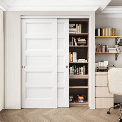 80"  White Interior Sliding Door For Pantry & Closet With Full Hardware Kit