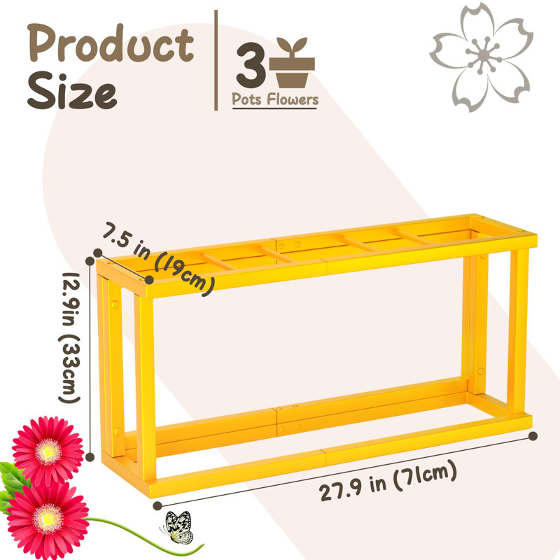 Flower Display Stand - Metal Plant Stand with 3 Flower Buckets , Moving Heavy Duty Flower Cart Flower Rack Indoor, Outdoor Patio, Garden, Living Room, Florist (Black Buckets )