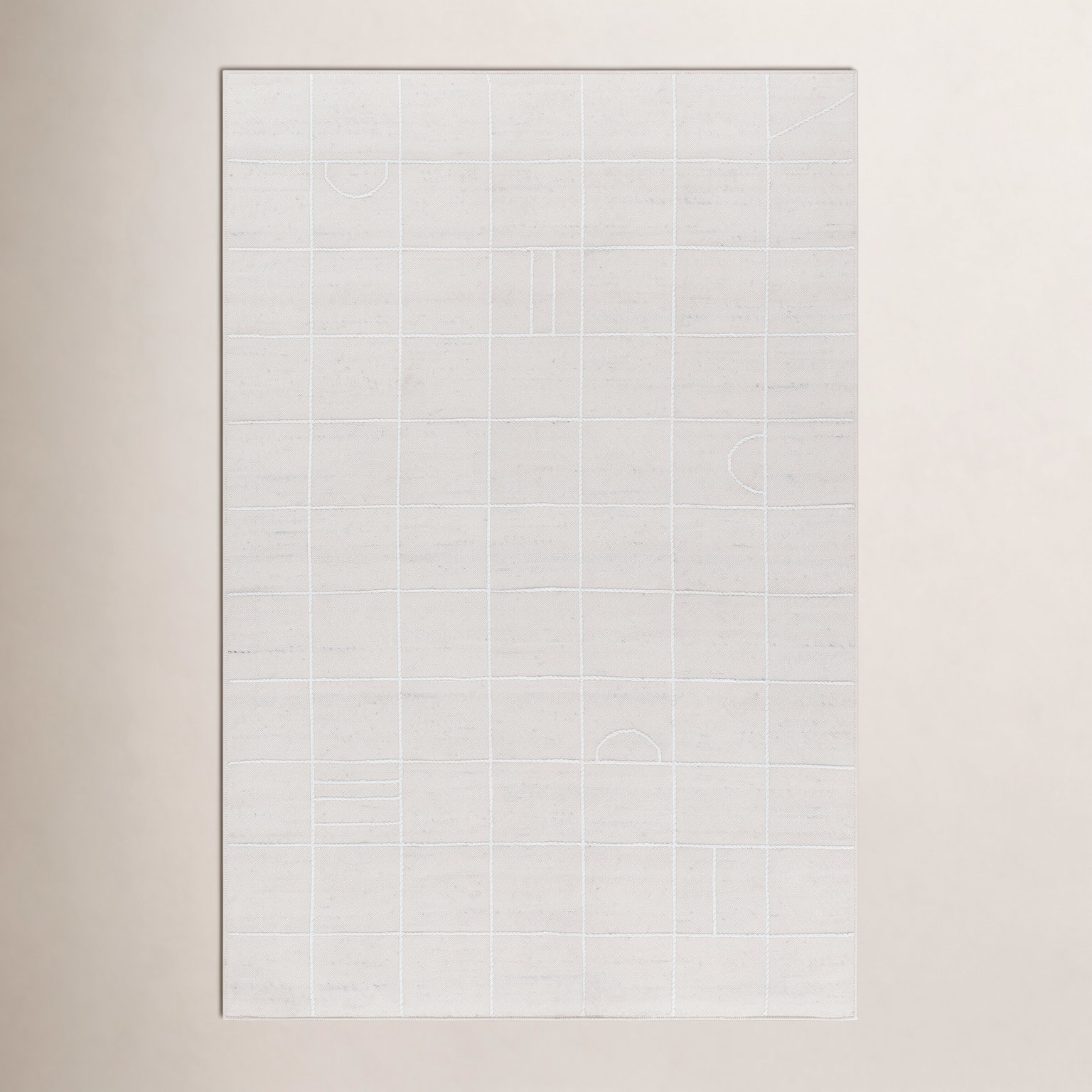 Loeb Hand Tufted Wool Cream Rug, Rectangle 5' x 7'6"