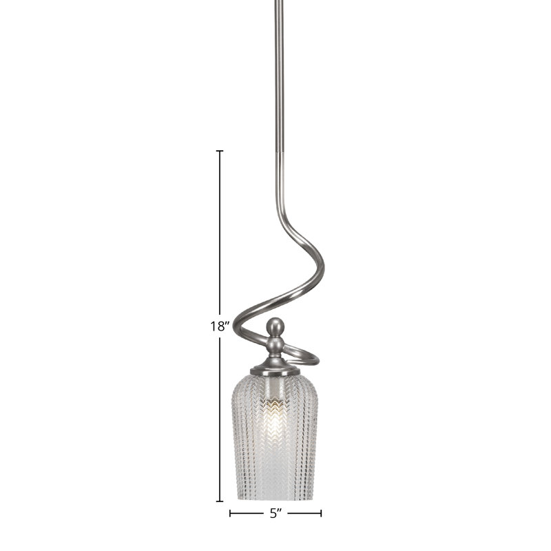 Mini-luminaire suspendu Capri avec verre texturé transparent 5 po, Nickel brossé